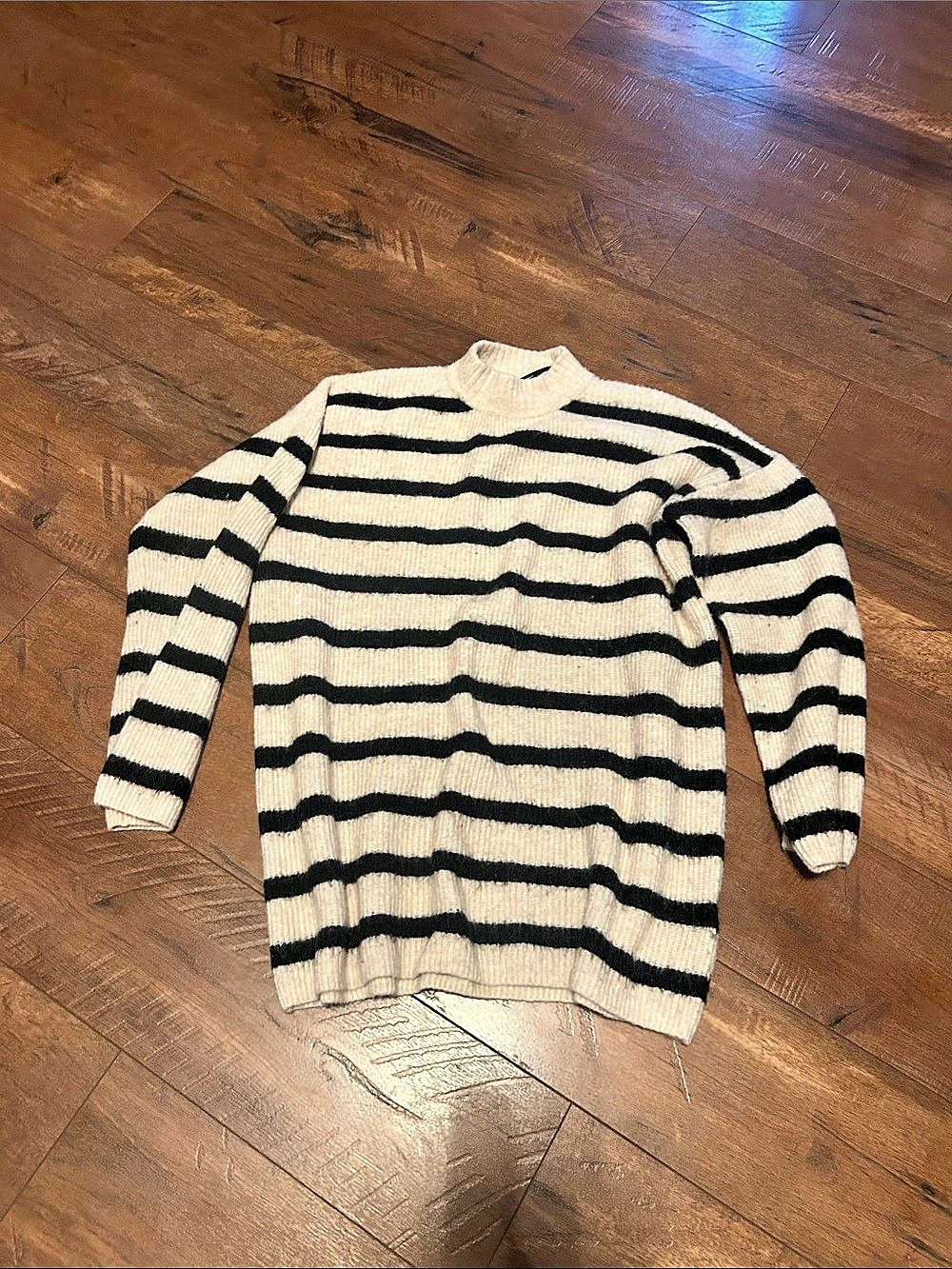Striped Crewneck Sweater in Cream & Black